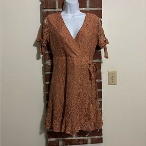 Blu Pepper Lace Dress in Warm Tan